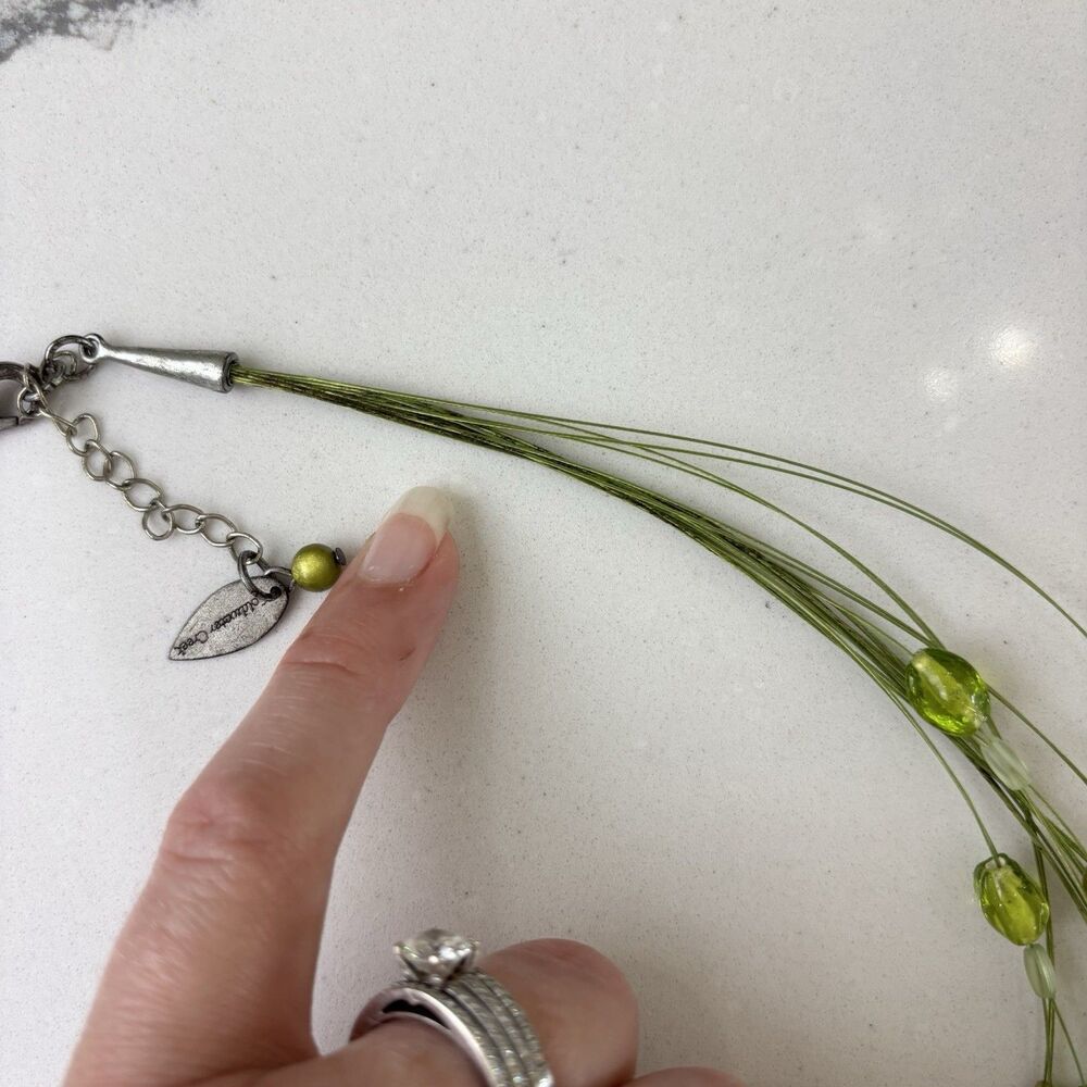 VTG Coldwater Creek Multi-Strand Green Orange Stone Glass Beaded Necklace Artsy - Picture 10 of 10